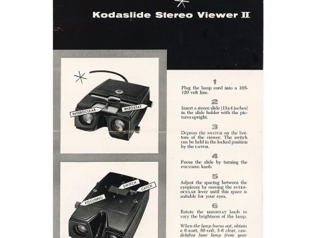 Instructions - KODAK Kodaslide II Viewer  Facsimile on Sale