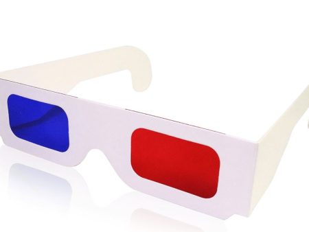 Red Blue - 3D Anaglyph Cardboard Frame Glasses - Standard Quality - White Cardboard - NEW Fashion