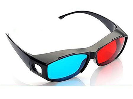 Red Cyan-Blue Oversize Plastic Frame 3D Anaglyph Glasses Supply